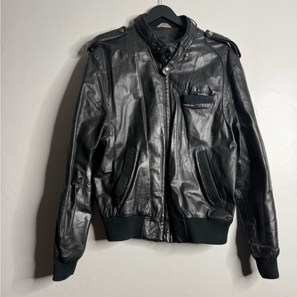 Vintage Members Only Black Leather Bomber Jacket